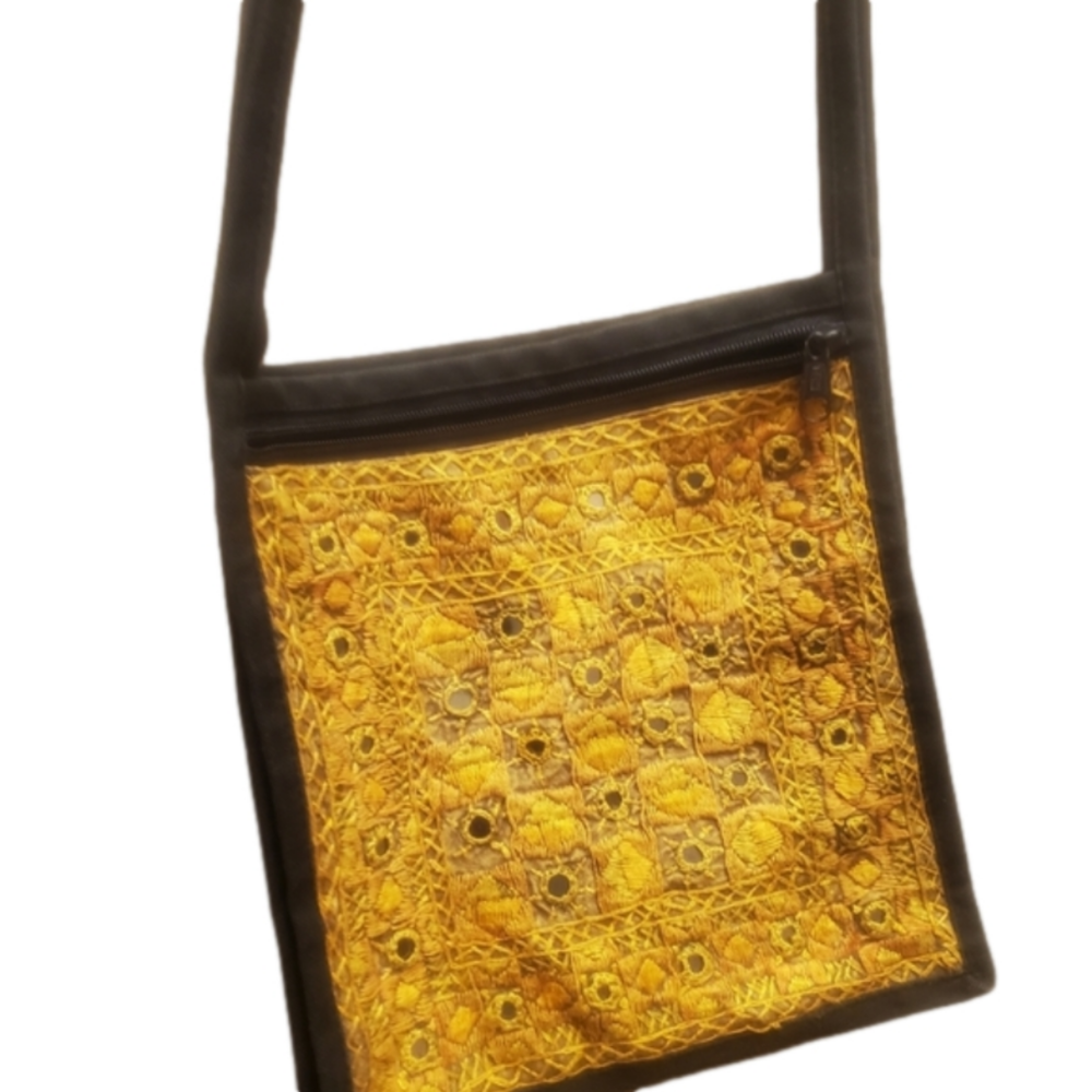 Womens crossbody purse Golden yellow  hippie purse